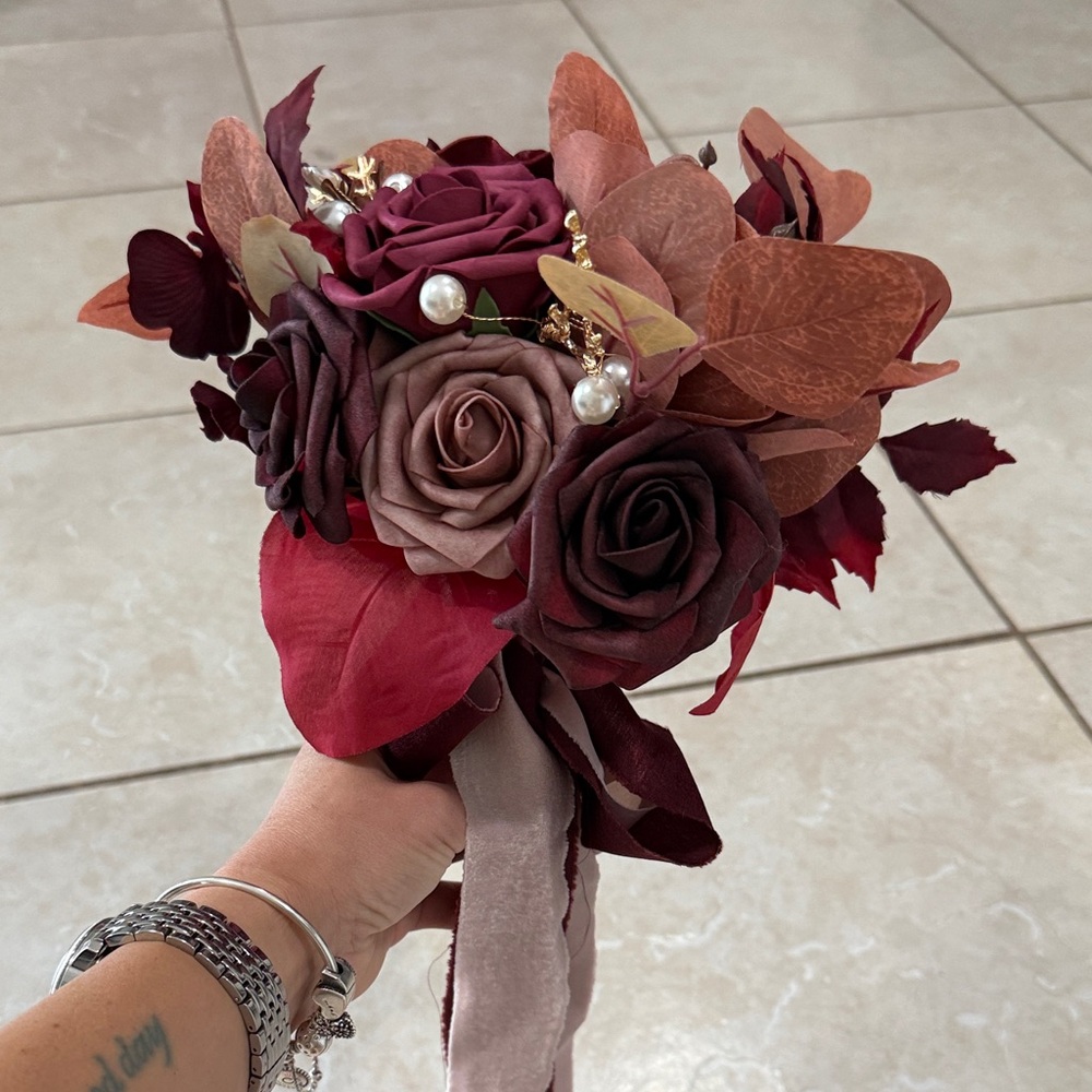 Burgundy and Dusty Rose 7” Bouquets
